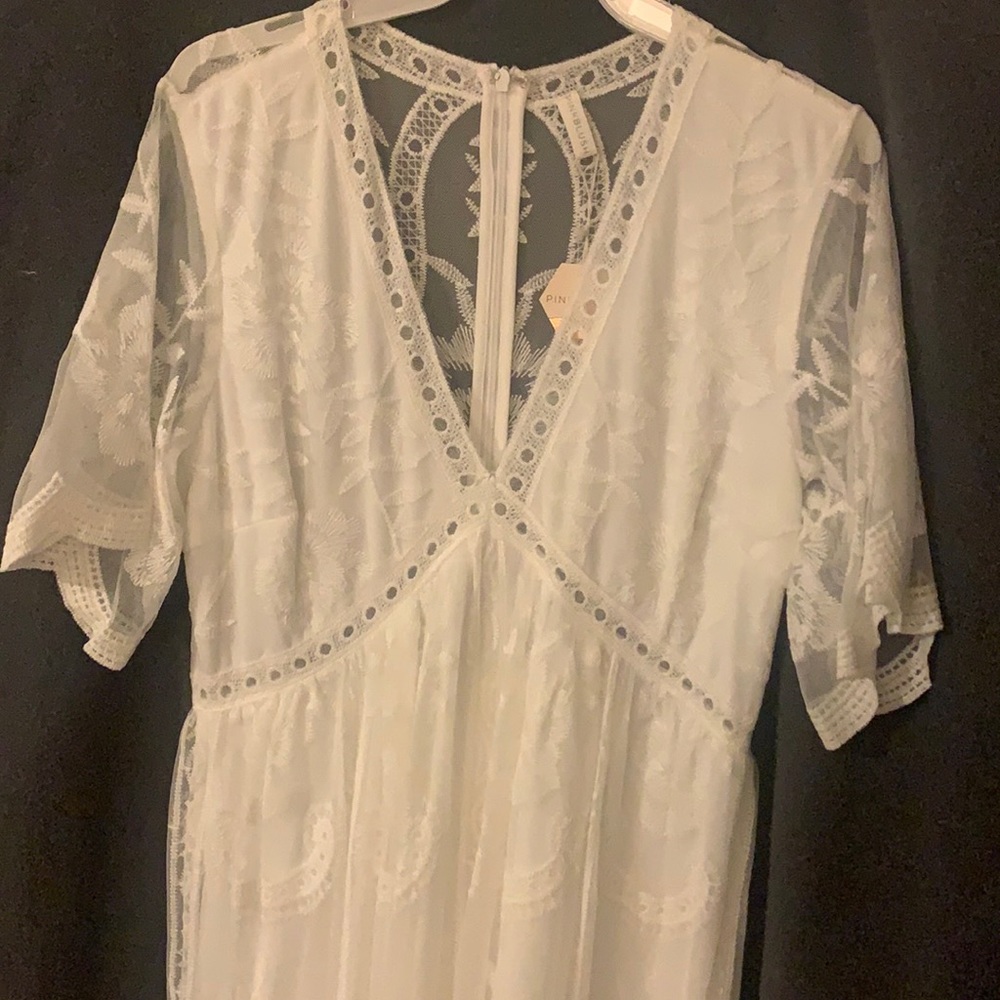 Pinkblush white lace mesh overlay maxi dress ❤️